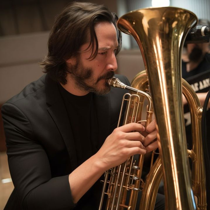 Keanu Reeves joue du tuba